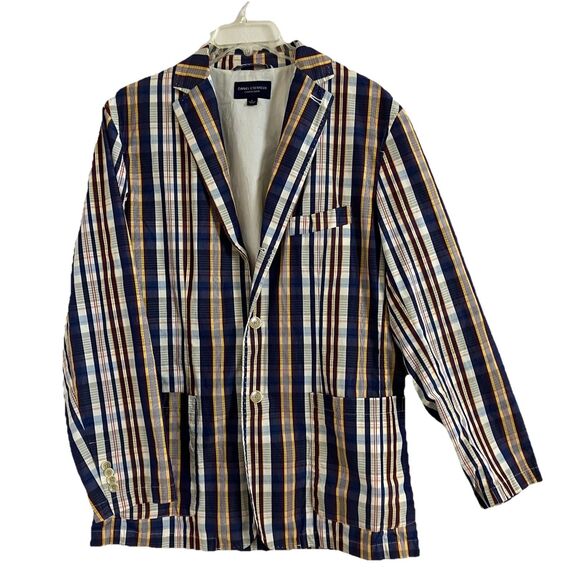 DANIEL CREMIEUX sz L 100% Cotton Madras Plaid Jacket Classic Breathable - Picture 4 of 8